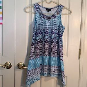 Blue and purple flowy blouse